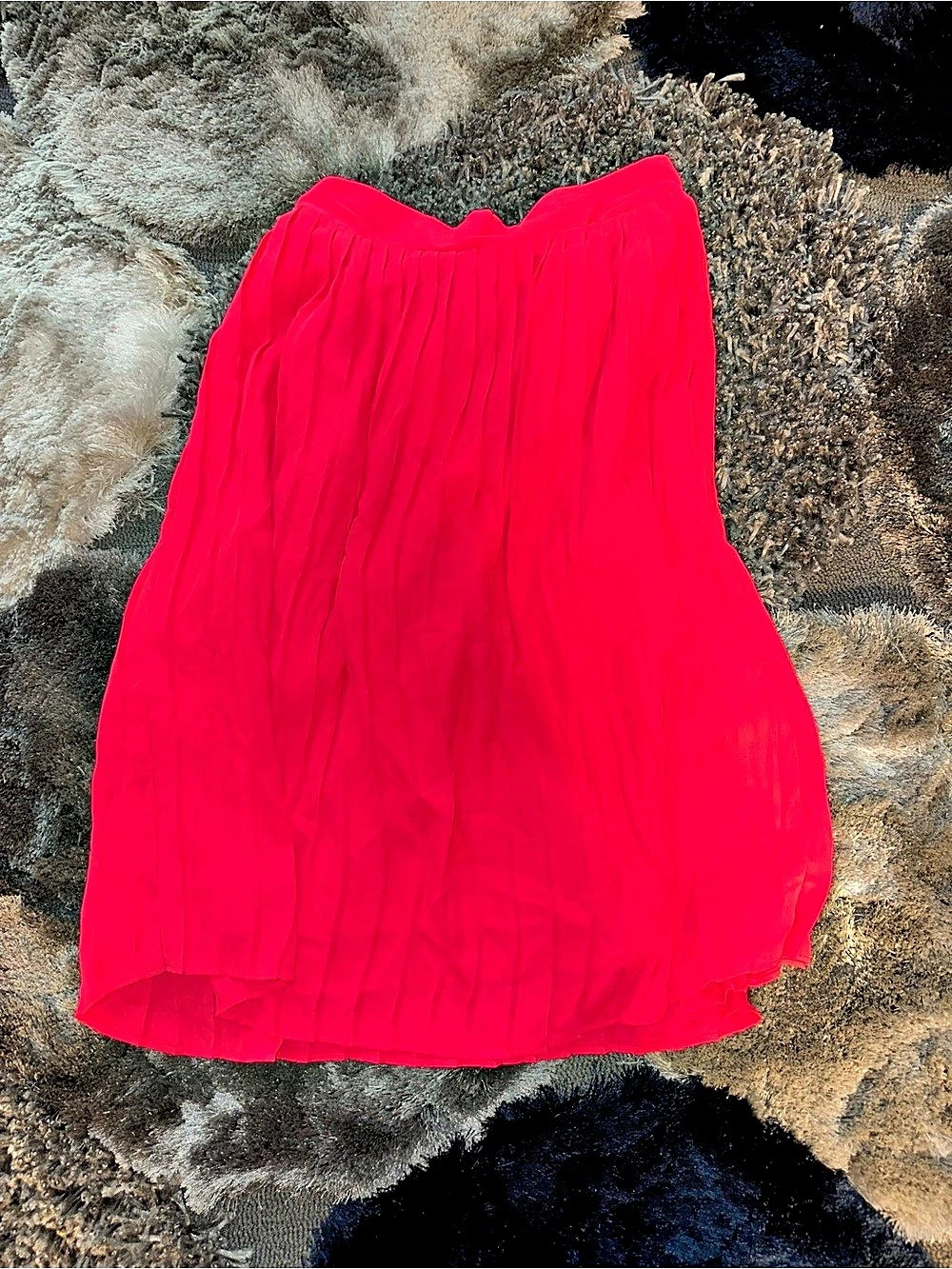 Banana Republic Red Pleated Midi Skirt Size S Elastic Waist Flowy